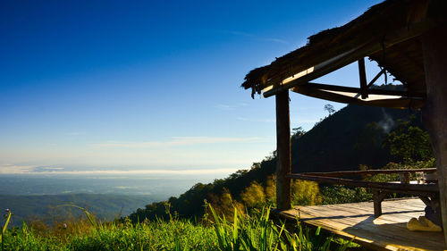 Built structure on land against sky