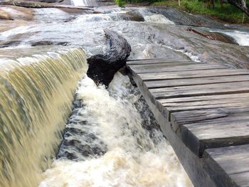 Water splashing on rock