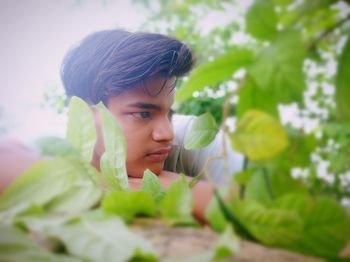 Portrait of cute girl looking away