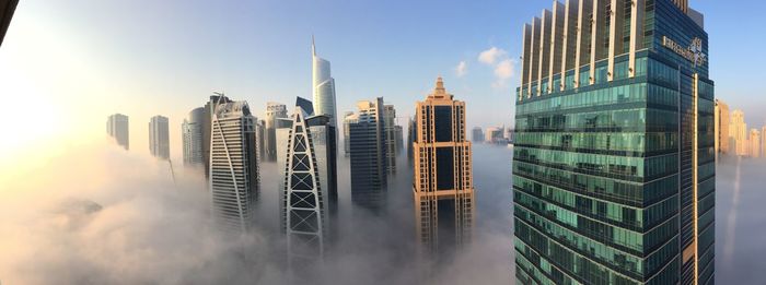 Skyscrapers in city against sky