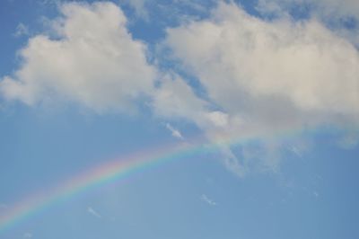 Low angle view of rainbow in sky