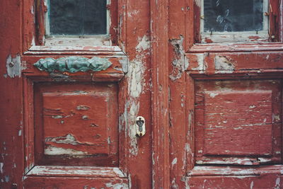 Full frame shot of weathered door