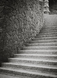 Low angle view of steps against wall