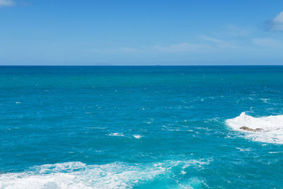 Beautiful azure sea and waves, tyrrhenian sea in tuscany, italy