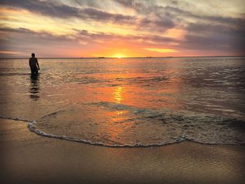 Scenic view of sea at sunset