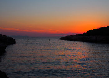 Scenic view of sea against sky at sunset