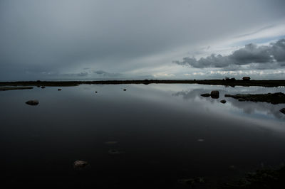 Scenic view of sea against cloudy sky