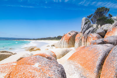 Rock formations at the bay of fires in tasmania