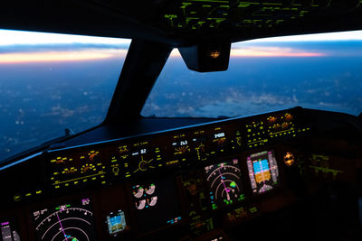 View of airplane through window