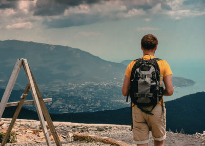 Rear view of a man on mountain
