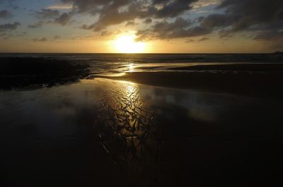 Scenic view of sea against sky during sunset