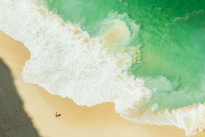 Aerial view of man on beach