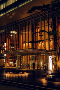 Low angle view of illuminated building