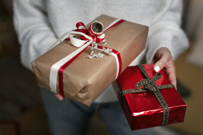 Woman holding christmas presents