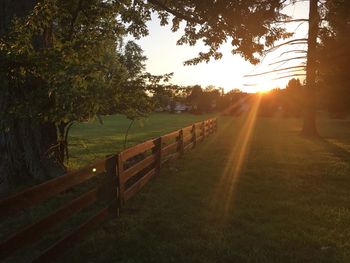 Scenic view of field against sky during sunset