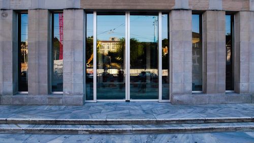 View of building through window