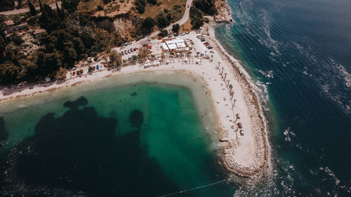 High angle view of people on beach