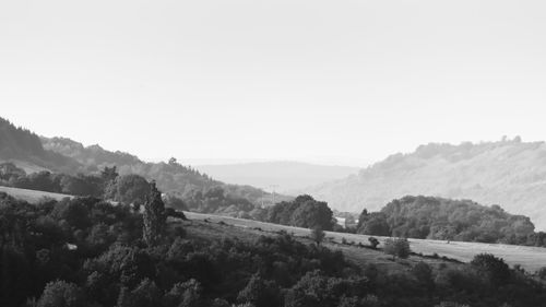 High angle view of valley against clear sky