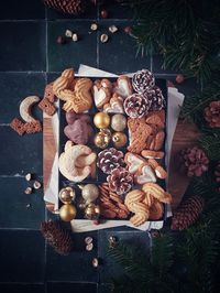 High angle view of food on table