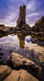 Rock formations on landscape against sky