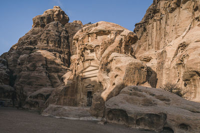 Ancient buildings and mountains in little petra