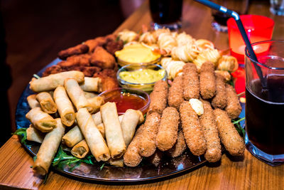 Close-up of food in plate on table