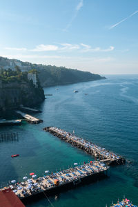 High angle view of sea against sky