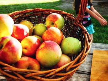 Full frame shot of apples in basket