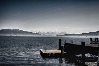 Scenic view of lake and mountains