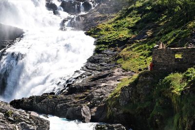 Scenic view of waterfall