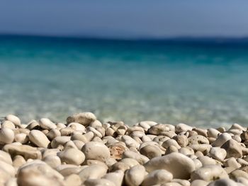 Close-up of stones on beach