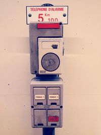 Close-up of telephone booth