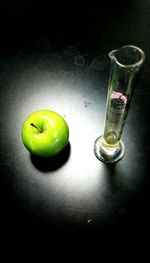 High angle view of apple on table