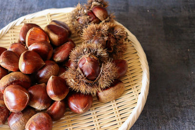 Close-up of chestnuts on table