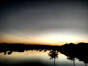 Reflection of trees in calm lake