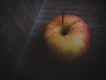 High angle view of apple on table