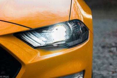 Close-up of yellow car