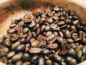 High angle view of coffee beans on table