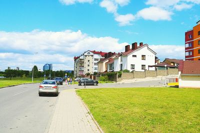 Road along buildings
