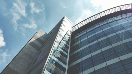 Low angle view of modern building against sky