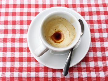 High angle view of coffee on table