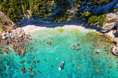 Scenic view of rocks in sea