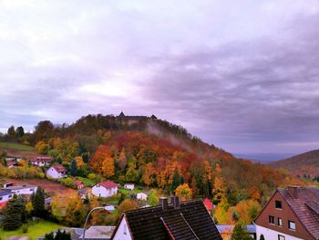 High angle view of townscape against sky