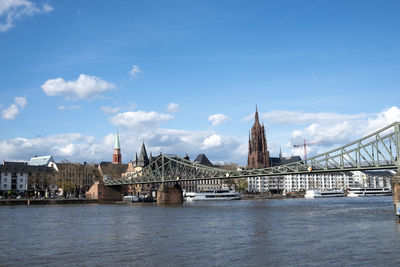 Bridge over river against sky