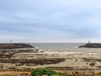 Scenic view of beach against sky