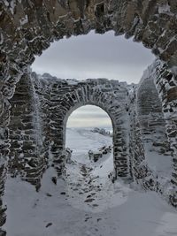 View of arch bridge in winter