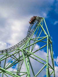 Low angle view of rollercoaster against sky