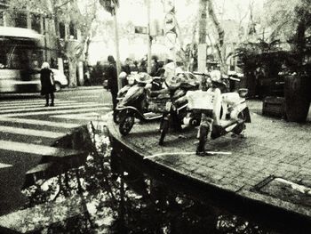 People walking on road