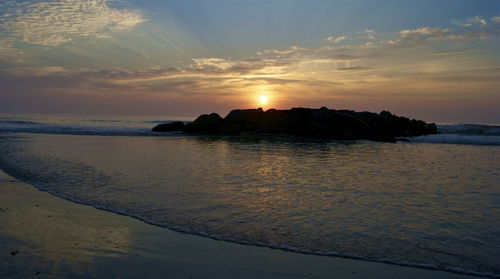 Scenic view of sea at sunset