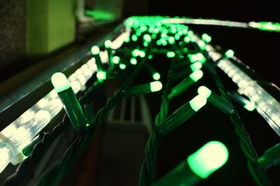 Close-up of illuminated lighting equipment